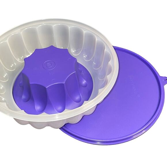 Vintage Tupperware Jello Jel-Ring Mold Gelatin 1201B 1202 1203 Purple Fluted 9" - Picture 13 of 13
